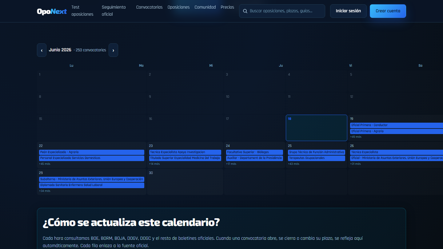 Calendario público de convocatorias y plazos